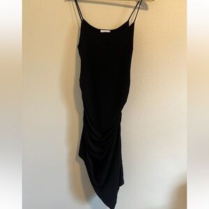 Lanston Revolve Black Asymmetrical Dress Ruched NWOT  LARGE‎